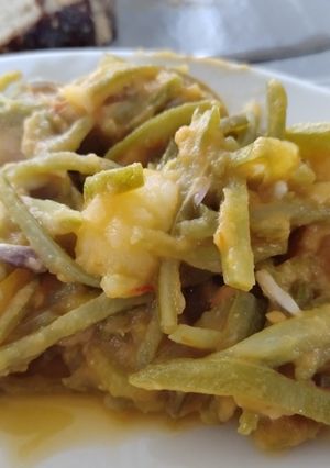 A picture of My Grandmother's green bean recipe.