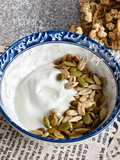 Greek Yogurt Homemade (Serving With Stevia, Sunflower Seeds & Pumpkin Seeds)