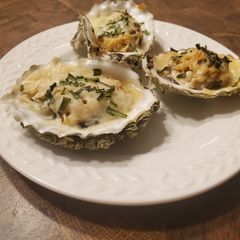 A picture of Brad's oyster Rockefeller.
