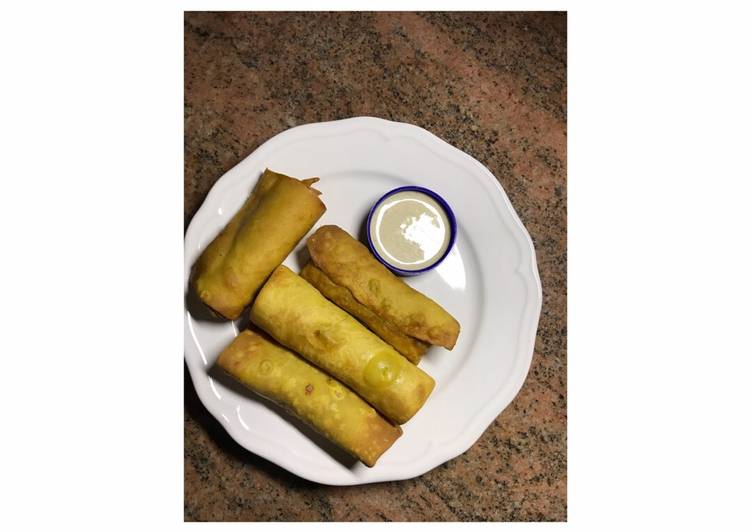 Simple Way to Prepare Super Quick Homemade Spring rolls and a garlic dip