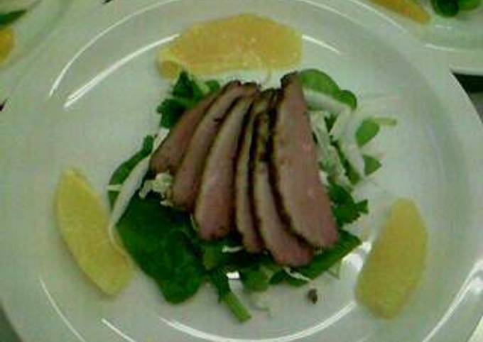 Duck and segmented orange salad