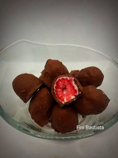 Una foto de Bombones de frambuesa y yogurt