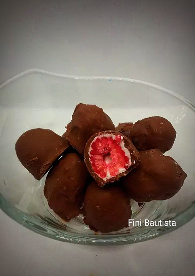 Una foto de Bombones de frambuesa y yogurt