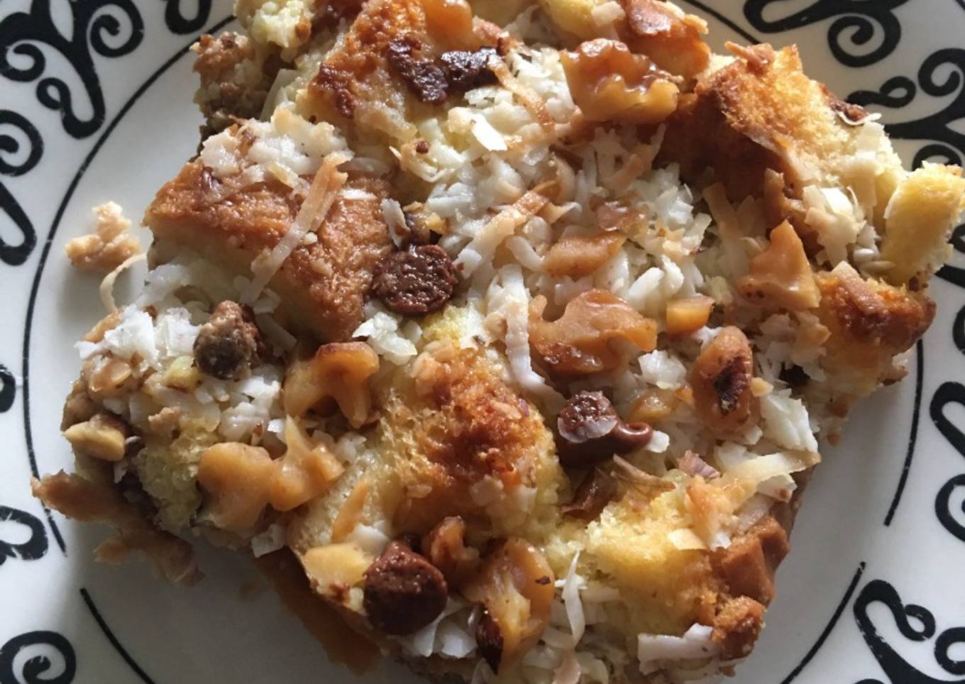 Coconut Walnut Bread Pudding