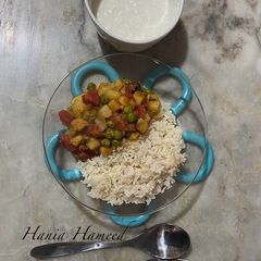 A picture of Vegetable curry and rice ❦.