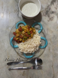 A picture of Vegetable curry and rice ❦.
