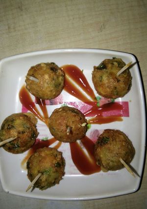 A picture of Boil potatoes - cheese corn potato balls.