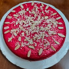 A picture of Rose Milk Cake.