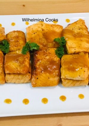 A picture of Mango Passion Fruit Glazed Salmon Fillets.
