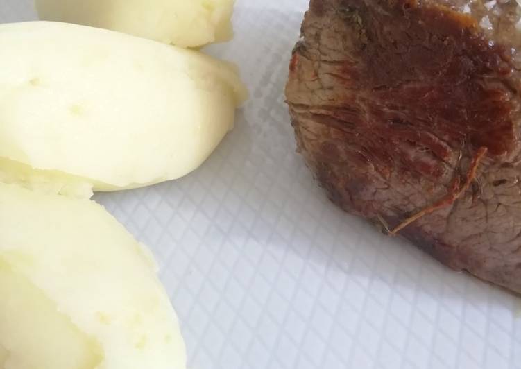 Recette Savoureux Filet de bœuf et son écraser de pomme de terre 🥔
