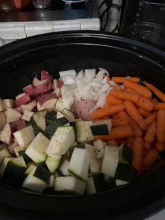 A picture of Crockpot Garlic Butter Chicken and Veggies.