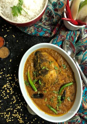 A picture of Fish Head Lentil Curry - Bengali Style.