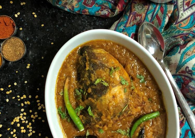 My Kids Love Fish Head Lentil Curry - Bengali Style