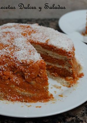 Una foto de Tarta de Zanahoria, Galletas y Coco, sin horno