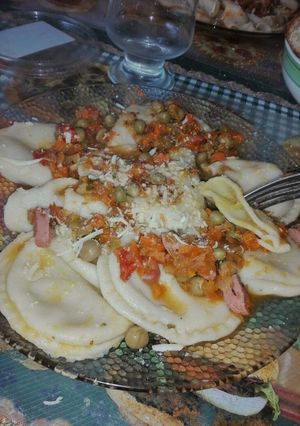 Una foto de Sorrentinos o ravioles de calabaza/zapallo 😗💟
