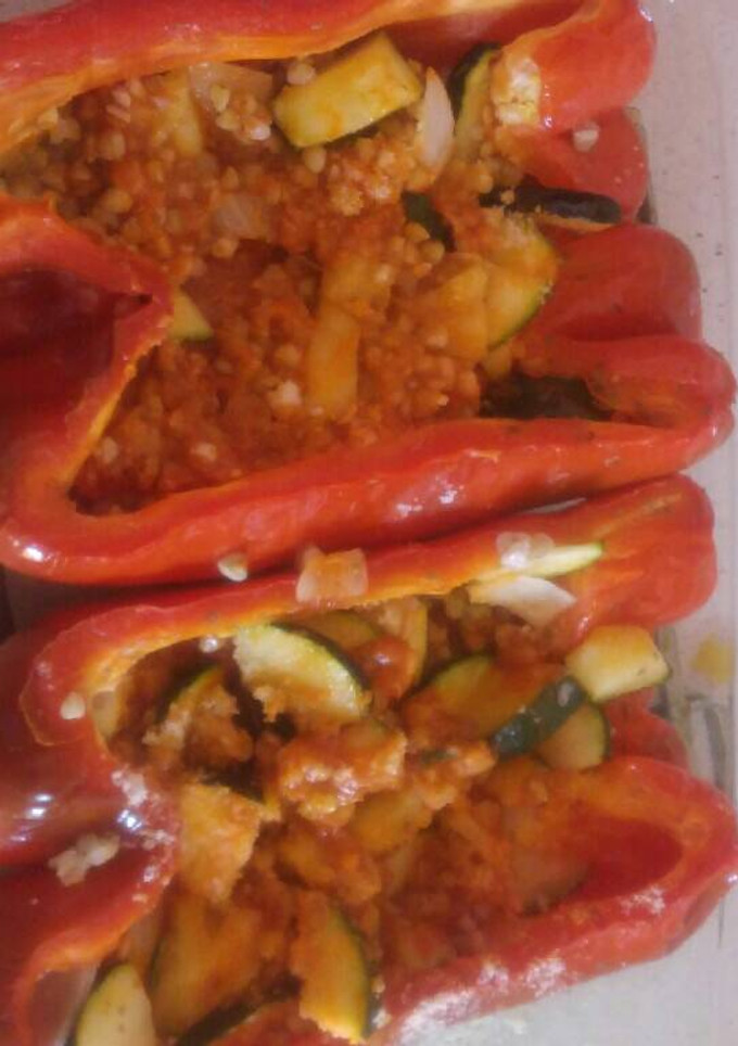 Una foto de Pimiento rojo relleno de trigo sarraceno
