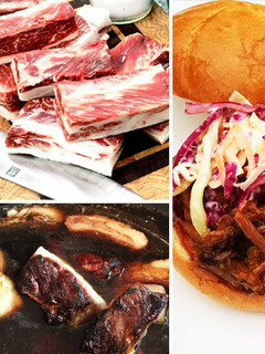 A picture of Wagyu Short Ribs Sandwich, Rhubarb BBQ Sauce & Creamy Coleslaw.