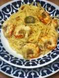 Capellini con langostinos a la mexicana