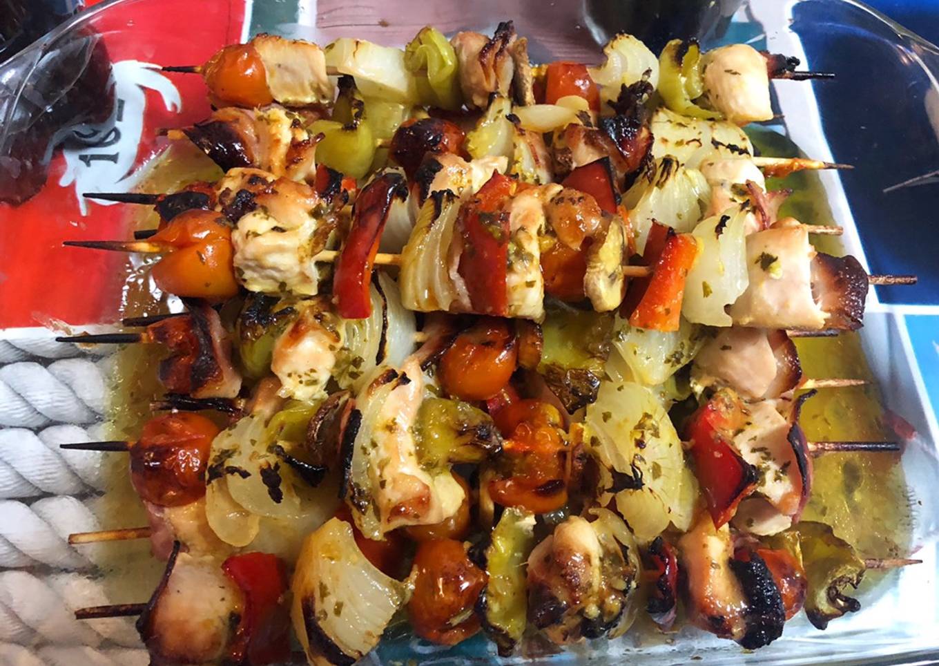 Brochettes de pollo y verduraš¢
