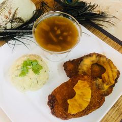 Stuffed 🧀 Chicken🐓With Pineapple 🍍Sauce(restaurant style) A picture of Stuffed 🧀 Chicken🐓With Pineapple 🍍Sauce(restaurant style).