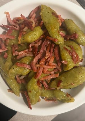 A picture of Zucchini Gnocchi with Crispy Speck.