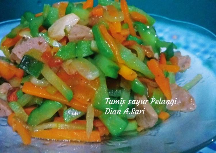 Cara Gampang Membuat Tumis Sayur Pelangi (Labu Siam,Wortel,Bakso), Bikin Ngiler