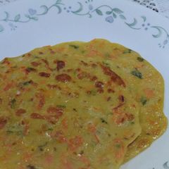 A picture of #:week1 of 5 Wheat dosa with egg & veggies.