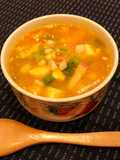 Creamy Pumpkin Soup with Shrimp and Tofu