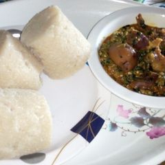 Okro Soup with Garri A picture of Okro Soup with Garri.