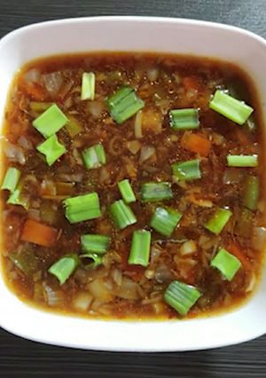 A picture of हॉट एंड सौर वेजिटेबल सूप Hot & Sour Vegetable Soup.