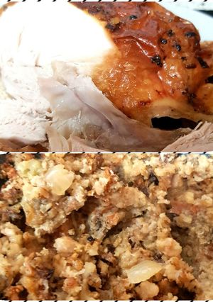 A picture of My Chicken And Tasty Stuffing. 😁.