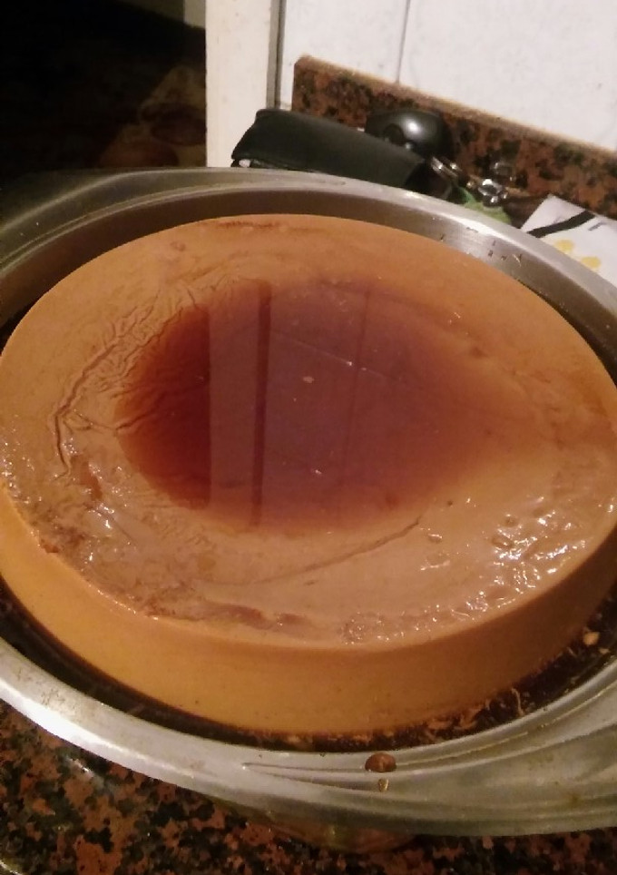 Una foto de Flan casero de café