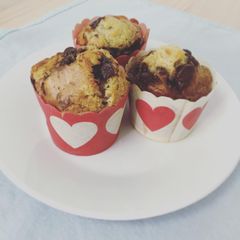 A picture of Banana Chocolate chips muffins.