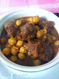 Brazuelo de ternera con garbanzos en salsa de ras el hanout