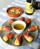 Rollitos de jamón y pollo. Pipirrana