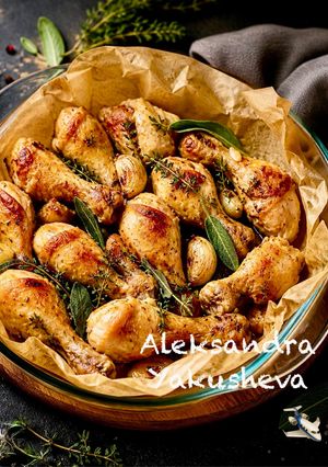 A picture of Chicken Legs with Garlic and Herbs.