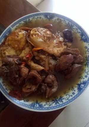 Foto resep Telor ceplok ati ampela kecap pedes