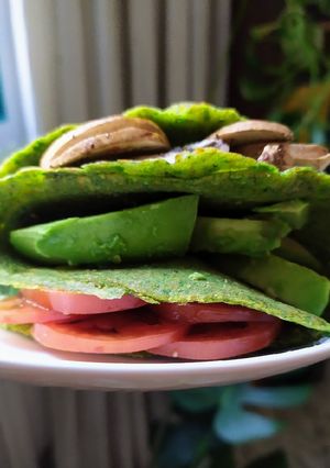 Una foto de Crepes de espinacas con relleno vegie