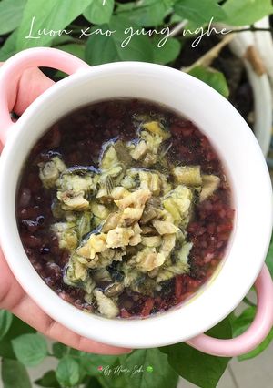 Hình của món Cháo nếp than lươn xào gừng nghệ.