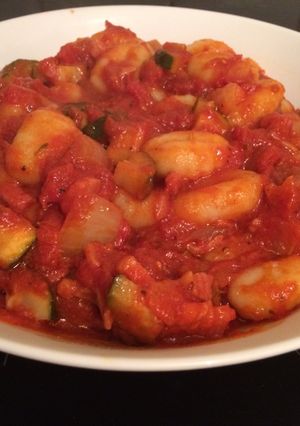 A picture of Smoked pancetta and courgette gnocchi.
