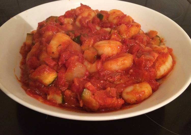 Steps to Make Quick Smoked pancetta and courgette gnocchi