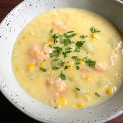 A picture of Prawn, Potato & Corn Chowder.