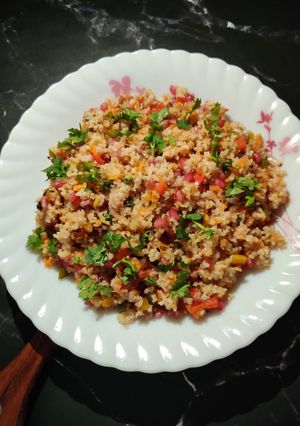 A picture of POMEGRANATE FRIED RICE (with brown rice).
