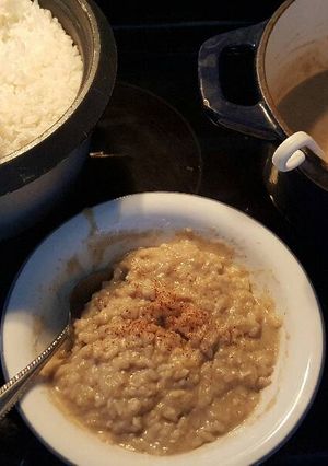 A picture of Eggnog rice pudding.