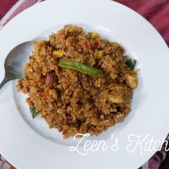 A picture of Brown Poha with Jackfruit Seeds.
