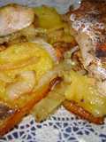 Papa al curry, cebollas caramelizadas con merluza al pimentón ahumado