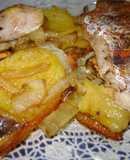 Papa al curry, cebollas caramelizadas con merluza al pimentón ahumado