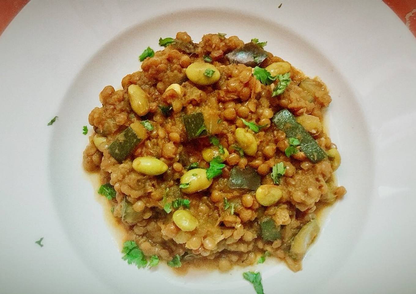 Lentejas veganas con habas de Soja