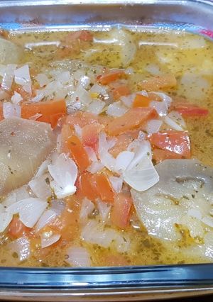Una foto de Berenjenas con verduras