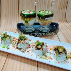 A picture of Holi special Dahi Bhalle with Smokey effect.
